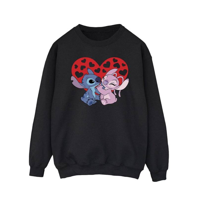 Lilo & Stitch Hearts Sweatshirt Herren Schwarz S von Disney