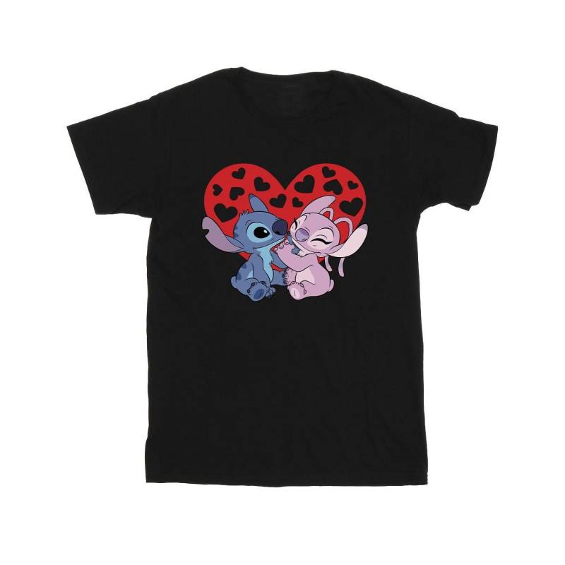 Lilo & Stitch Hearts Tshirt Herren Schwarz XL von Disney