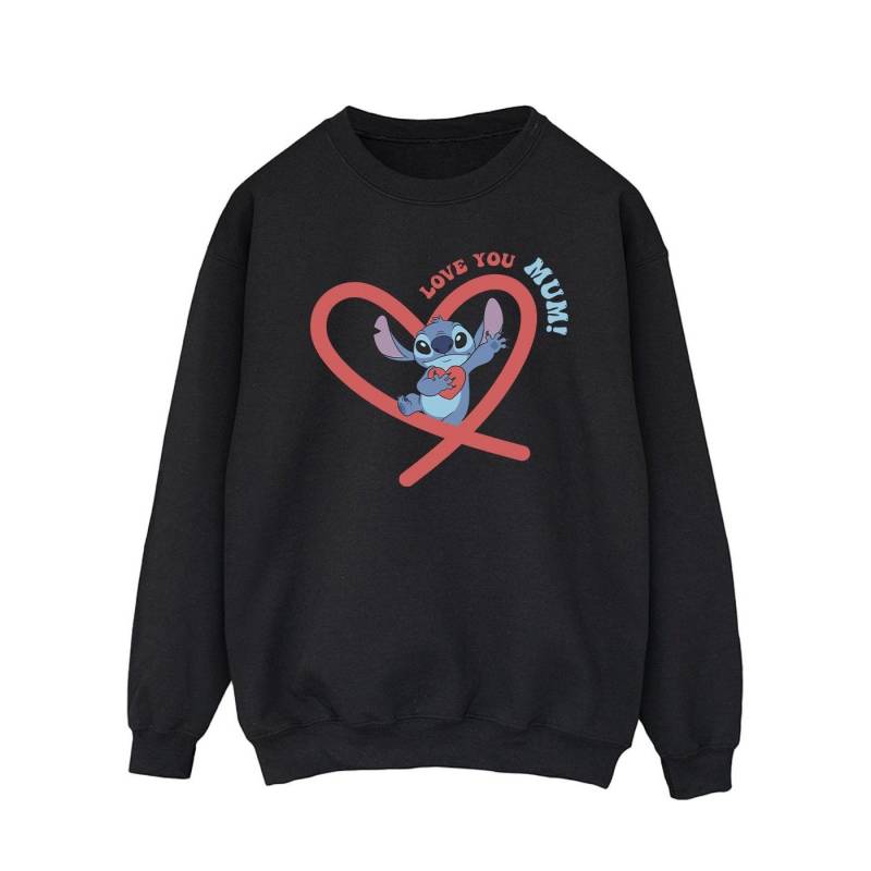 Lilo & Stitch Love You Mum Sweatshirt Herren Schwarz L von Disney