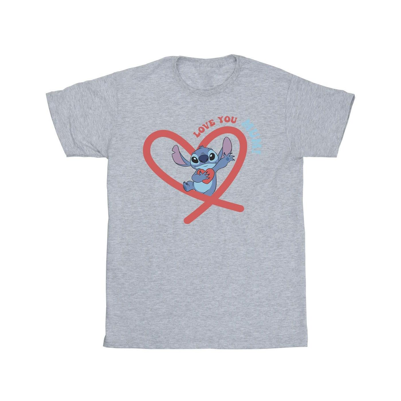 Lilo & Stitch Love You Mum Tshirt Herren Grau 5XL von Disney