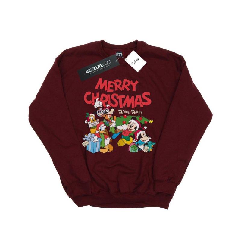 Mickey And Friends Winter Wishes Sweatshirt Unisex Weinrot 140/146 von Disney