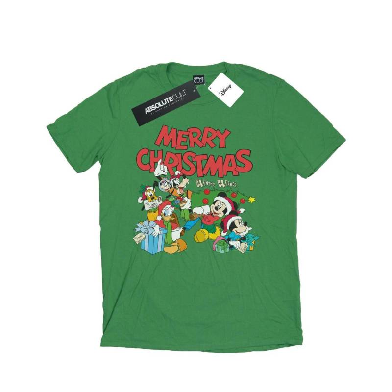 Mickey And Friends Winter Wishes Tshirt Herren Grün M von Disney