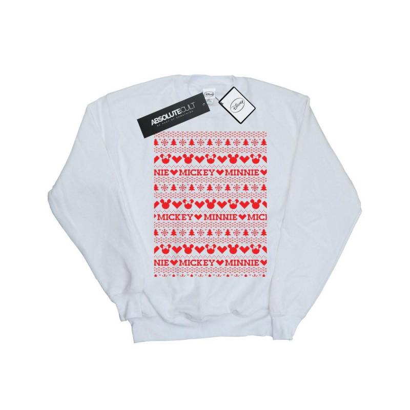 Mickey And Minnie Christmas Fair Isle Sweatshirt Mädchen Weiss 116 von Disney