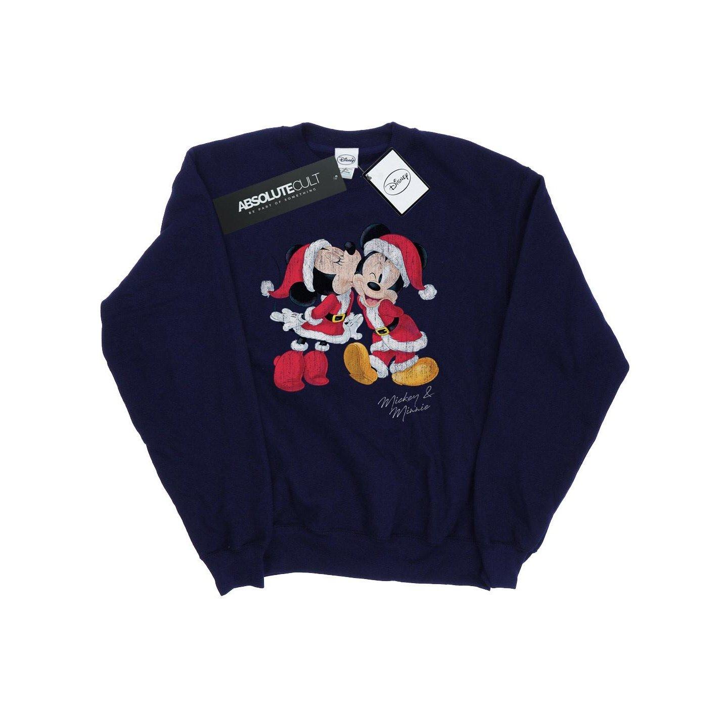 Mickey And Minnie Christmas Kiss Sweatshirt Mädchen Marine 116 von Disney