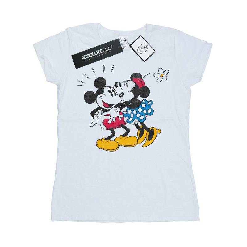 Mickey And Minnie Kiss Tshirt Damen Weiss XS von Disney