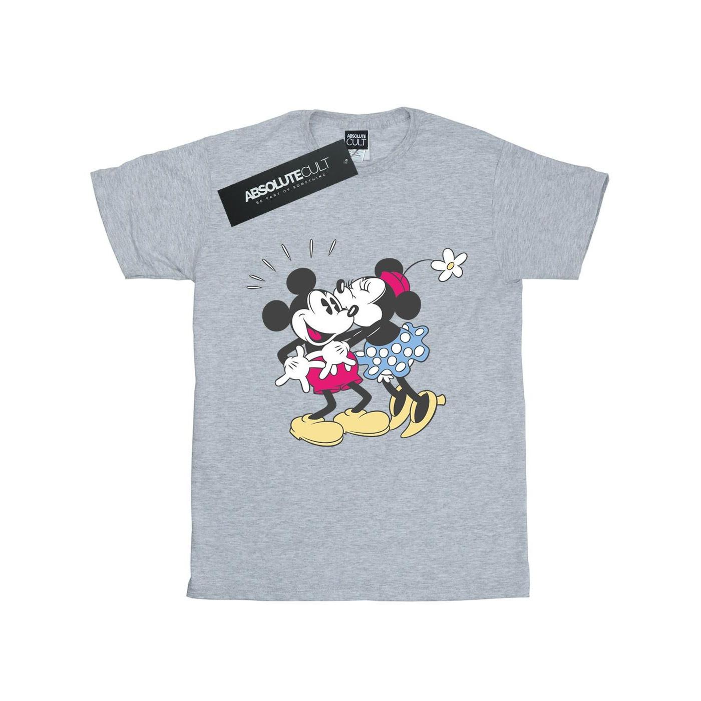 Mickey And Minnie Mouse Kiss Tshirt Jungen Grau 128 von Disney