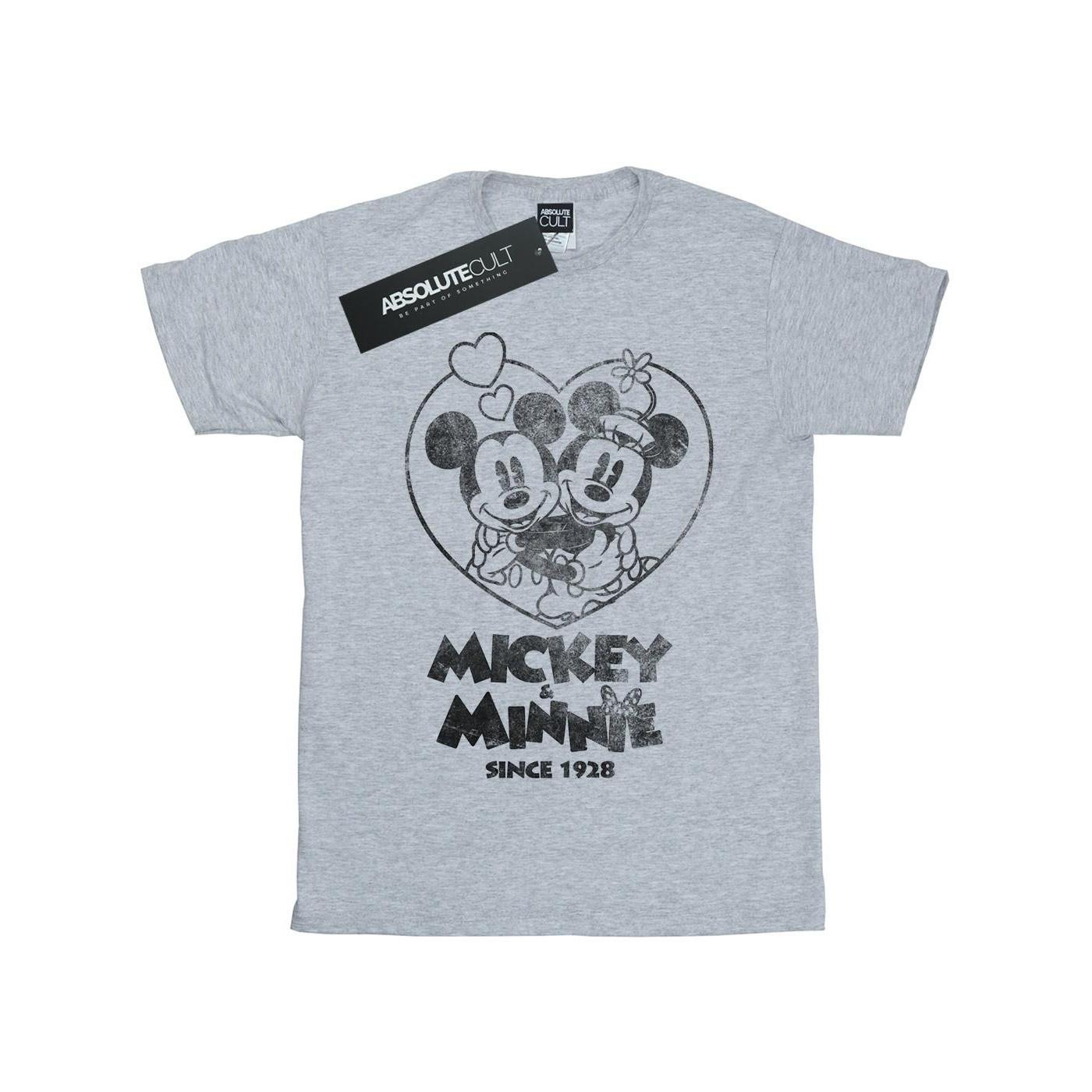 Mickey And Minnie Mouse Since 1928 Tshirt Mädchen Grau 116 von Disney