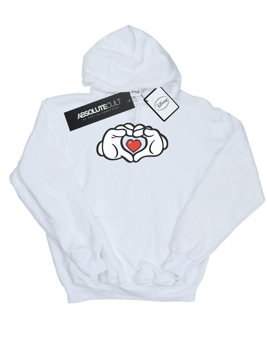 Mickey Mouse Heart Hands Kapuzenpullover Damen Weiss L von Disney