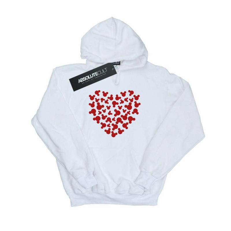 Mickey Mouse Heart Silhouette Kapuzenpullover Damen Weiss M von Disney