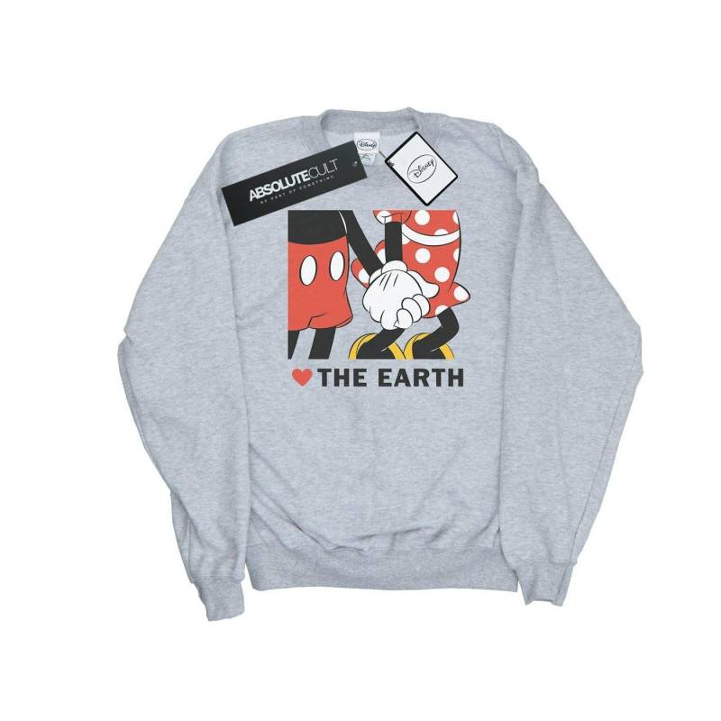 Mickey Mouse Heart The Earth Sweatshirt Herren Grau L von Disney