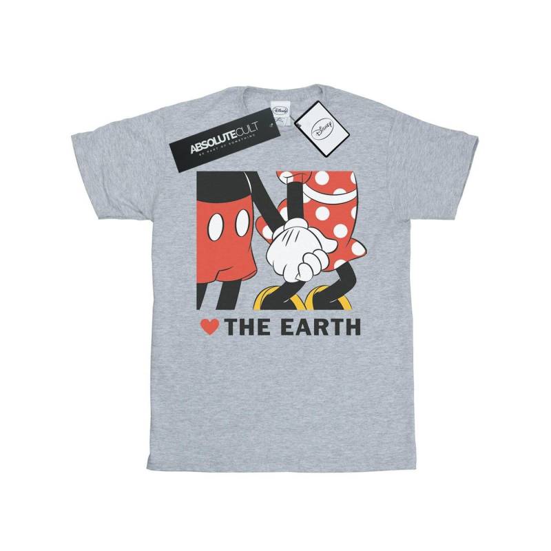 Mickey Mouse Heart The Earth Tshirt Unisex Grau 140/146 von Disney