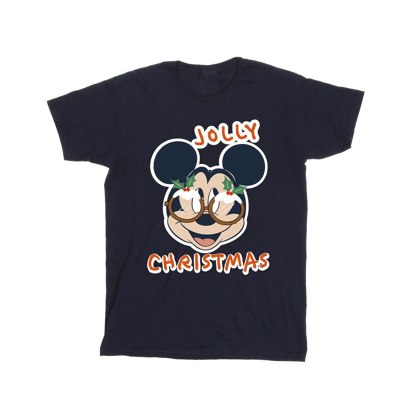 Mickey Mouse Jolly Christmas Glasses Tshirt Herren Marine 5XL von Disney