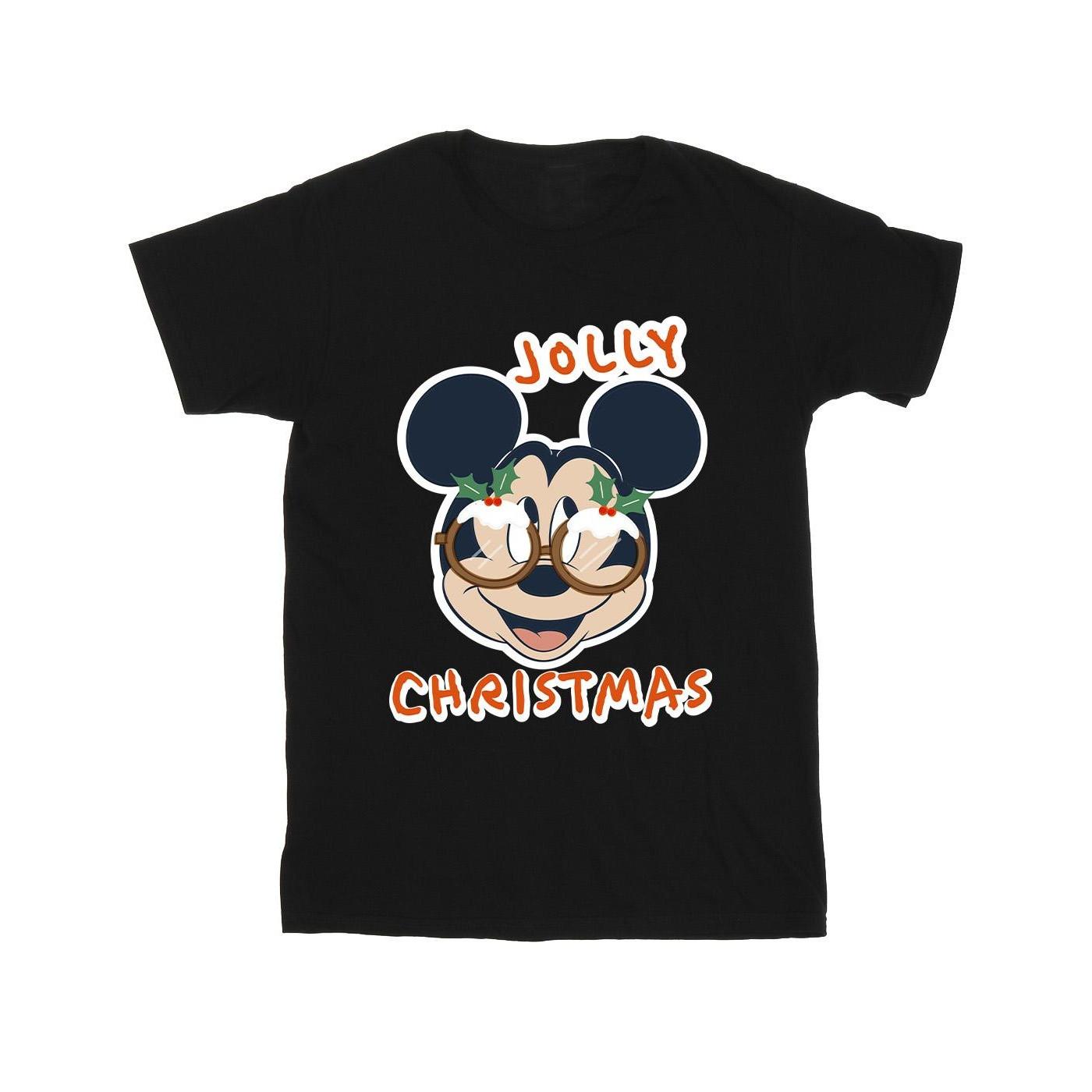 Mickey Mouse Jolly Christmas Glasses Tshirt Herren Schwarz L von Disney