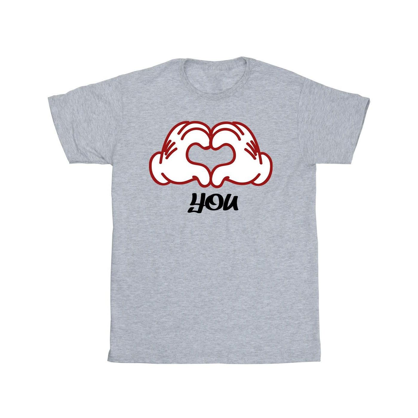 Mickey Mouse Love You Hands Tshirt Jungen Grau 128 von Disney