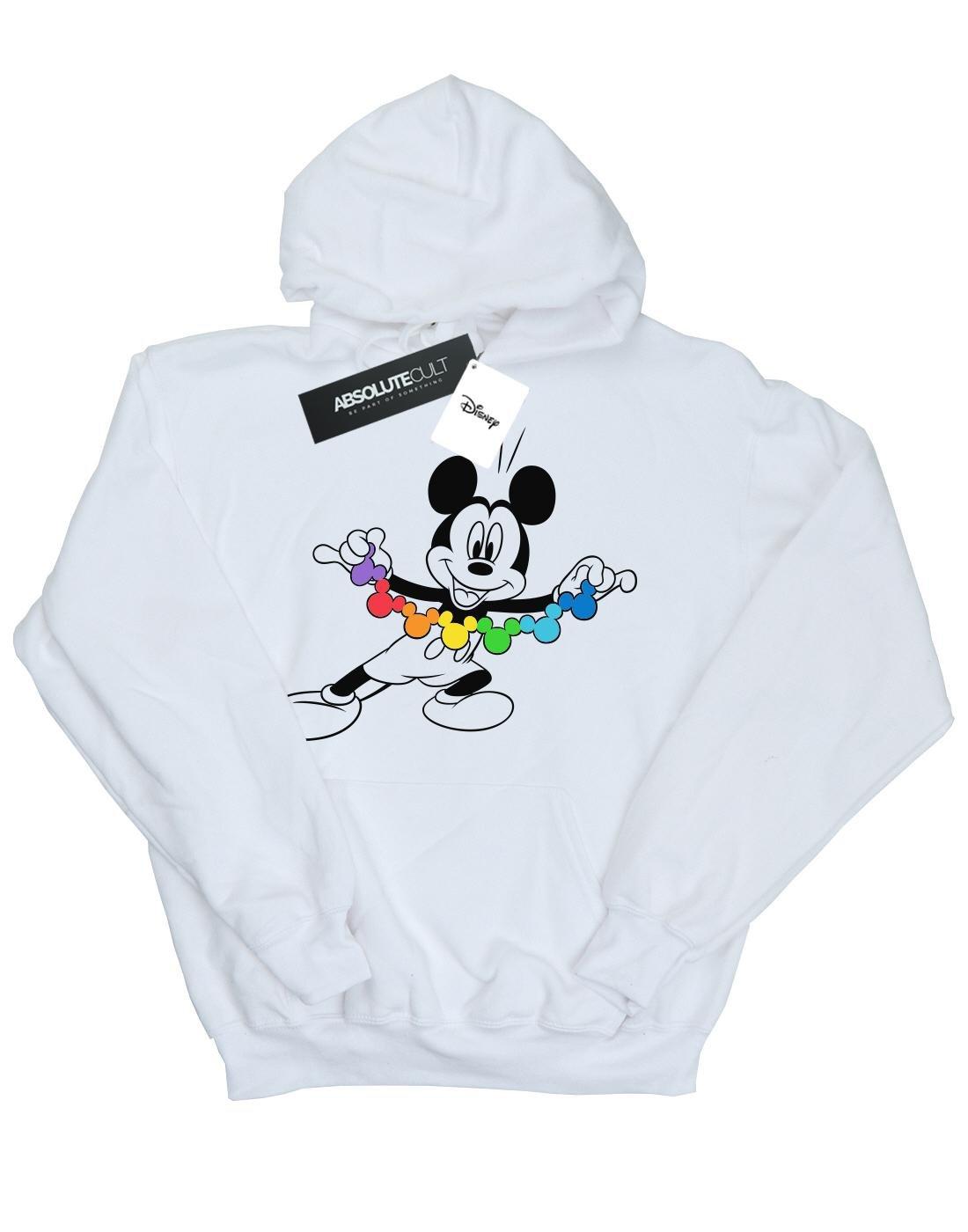 Mickey Mouse Rainbow Chain Kapuzenpullover Damen Weiss L von Disney