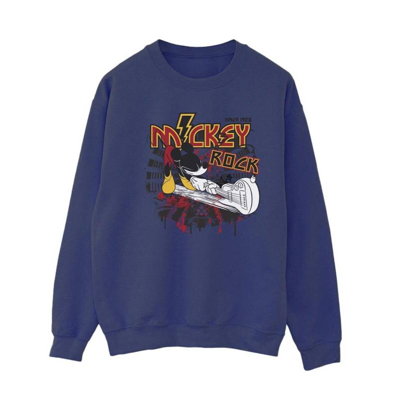 Mickey Mouse Smash Guitar Rock Sweatshirt Damen Marine XL von Disney