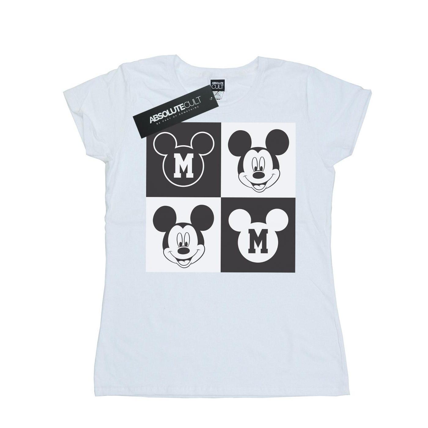 Mickey Mouse Smiling Squares Tshirt Damen Weiss S von Disney