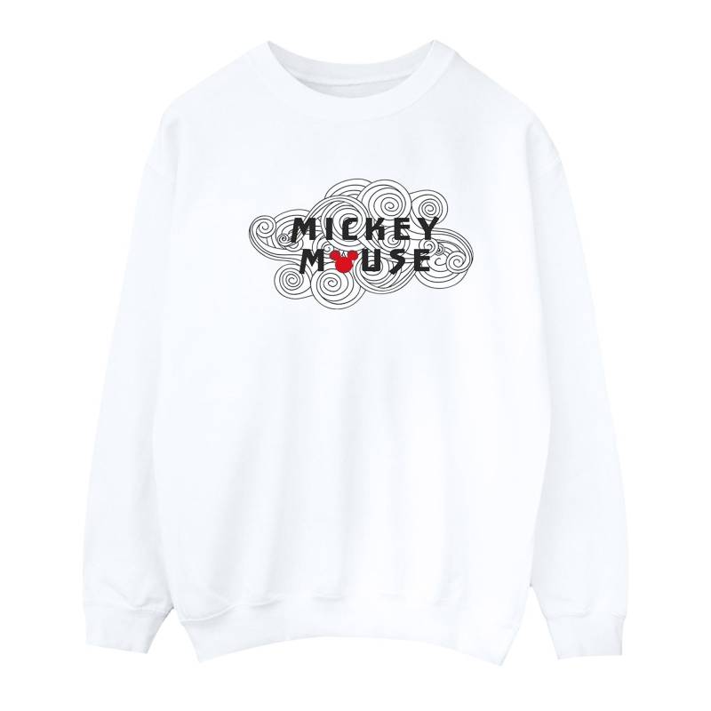 Mickey Mouse Swirl Logo Sweatshirt Herren Weiss XXL von Disney