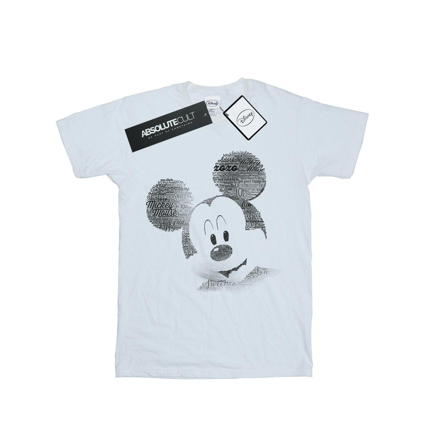 Mickey Mouse Text Face Tshirt Unisex Weiss 116 von Disney