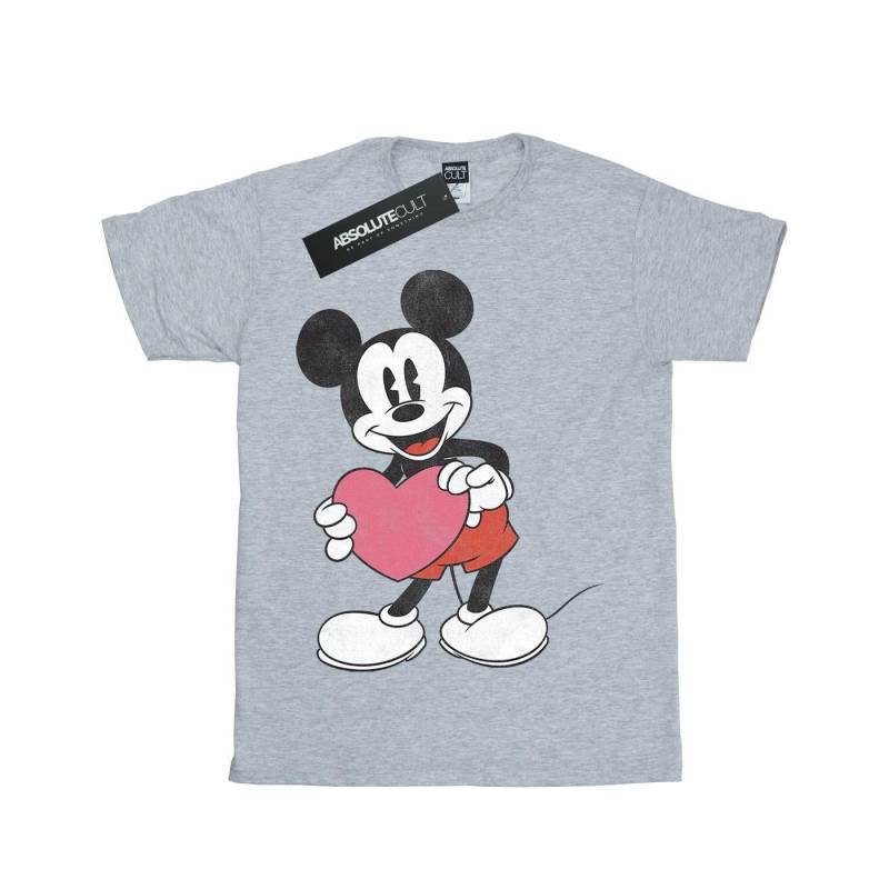 Mickey Mouse Valentine Heart Tshirt Unisex Grau 128 von Disney