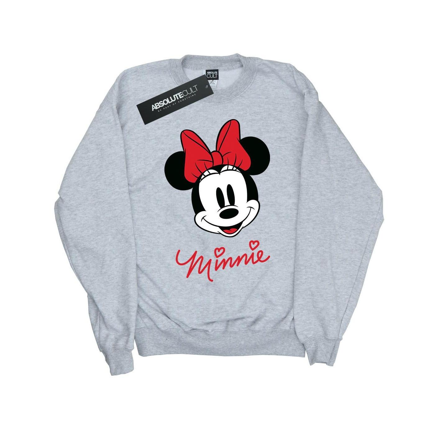 Minnie Mouse Face Sweatshirt Mädchen Grau 128 von Disney