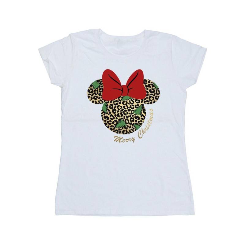 Minnie Mouse Leopard Christmas Tshirt Damen Weiss XXL von Disney