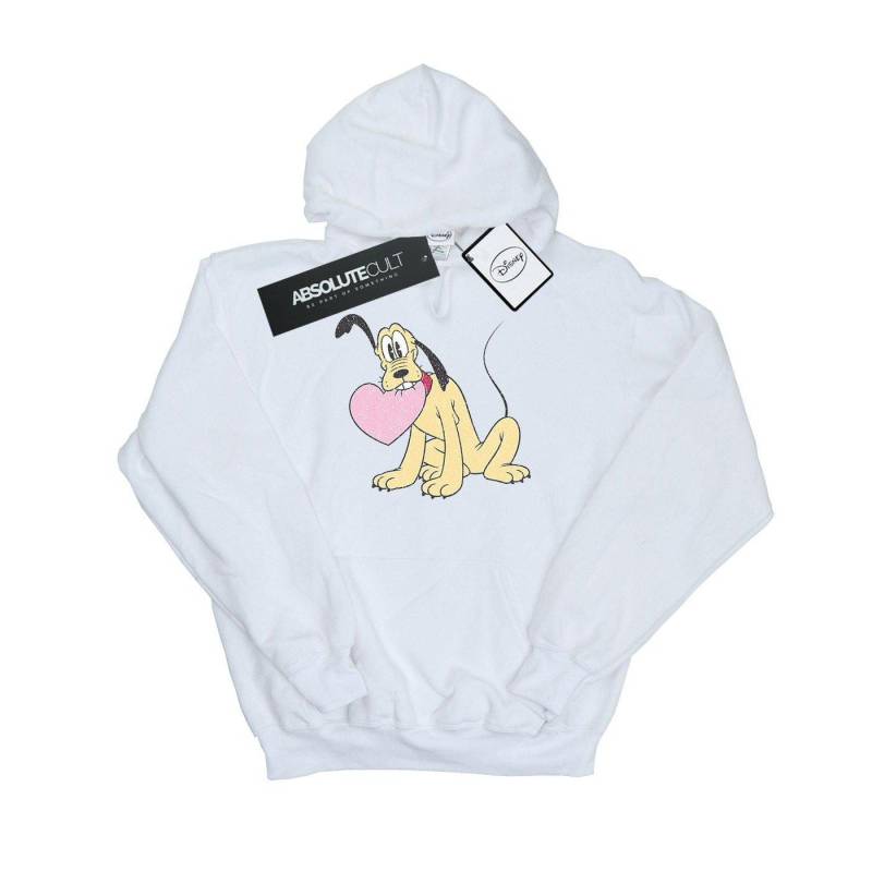 Pluto Love Heart Kapuzenpullover Damen Weiss XXL von Disney