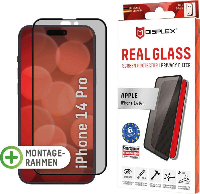 Displex Displayschutzglas »Privacy Glass FC - iPhone 14 Pro«, Blickschutz Displayschutzfolie Displayschutz kratzer-resistent 10H von Displex