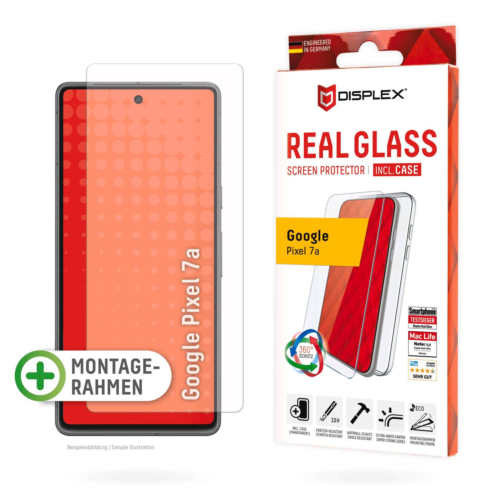 Displex Displayschutzglas »Real Glass + Case«, für Google Pixel 7a, Displayschutzfolie Displayschutz Rundumschutz 360 Grad splitterfest von Displex