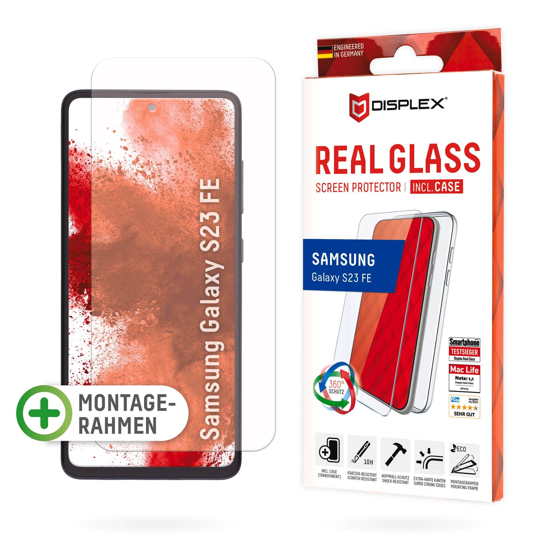 Displex Displayschutzglas »Real Glass + Case Set«, für Samsung Galaxy S23 FE, Schutzglas von Displex