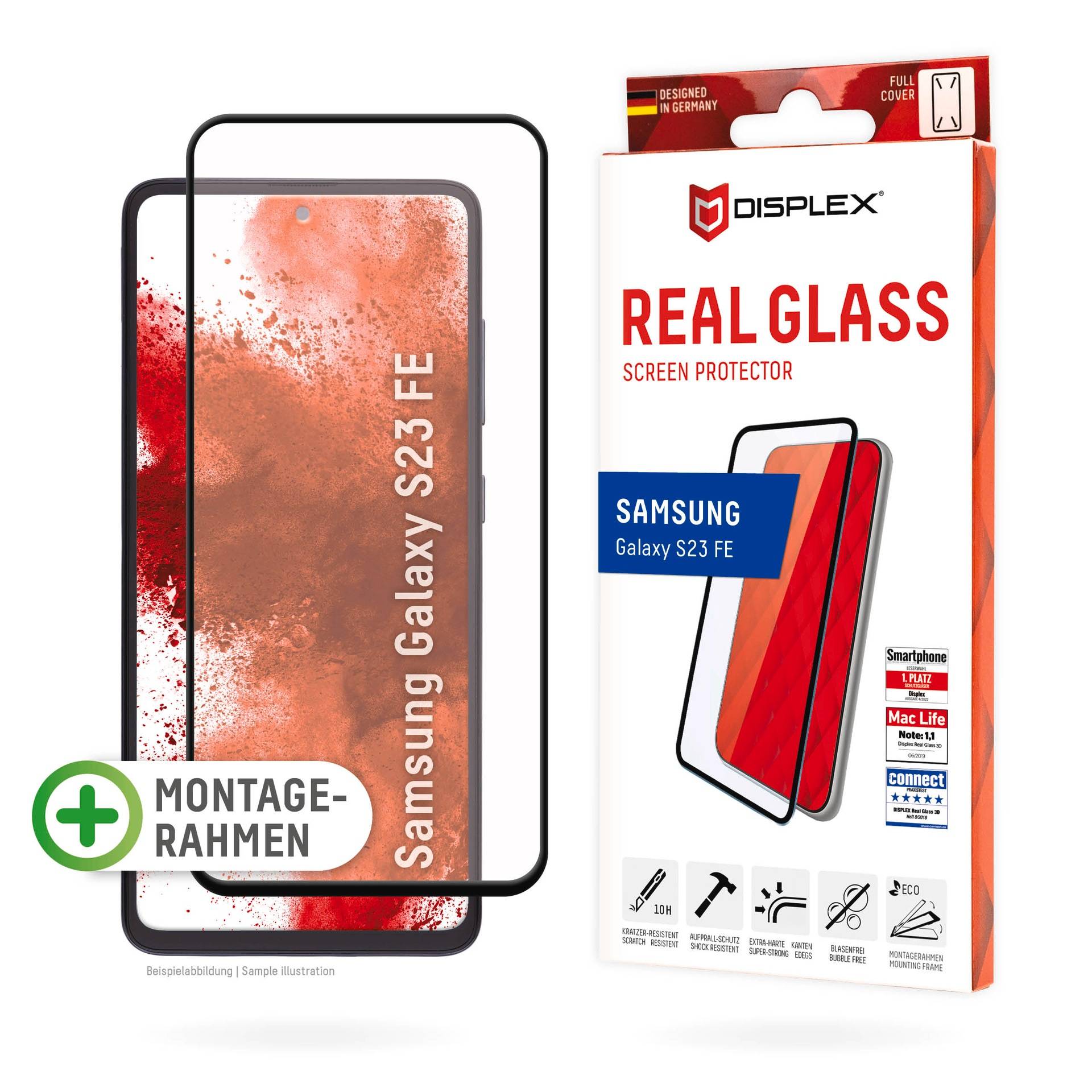 Displex Displayschutzglas »Real Glass«, für Samsung Galaxy S23 FE, Displayschutzfolie Displayschutz kratzer-resistent 10H splitterfest von Displex