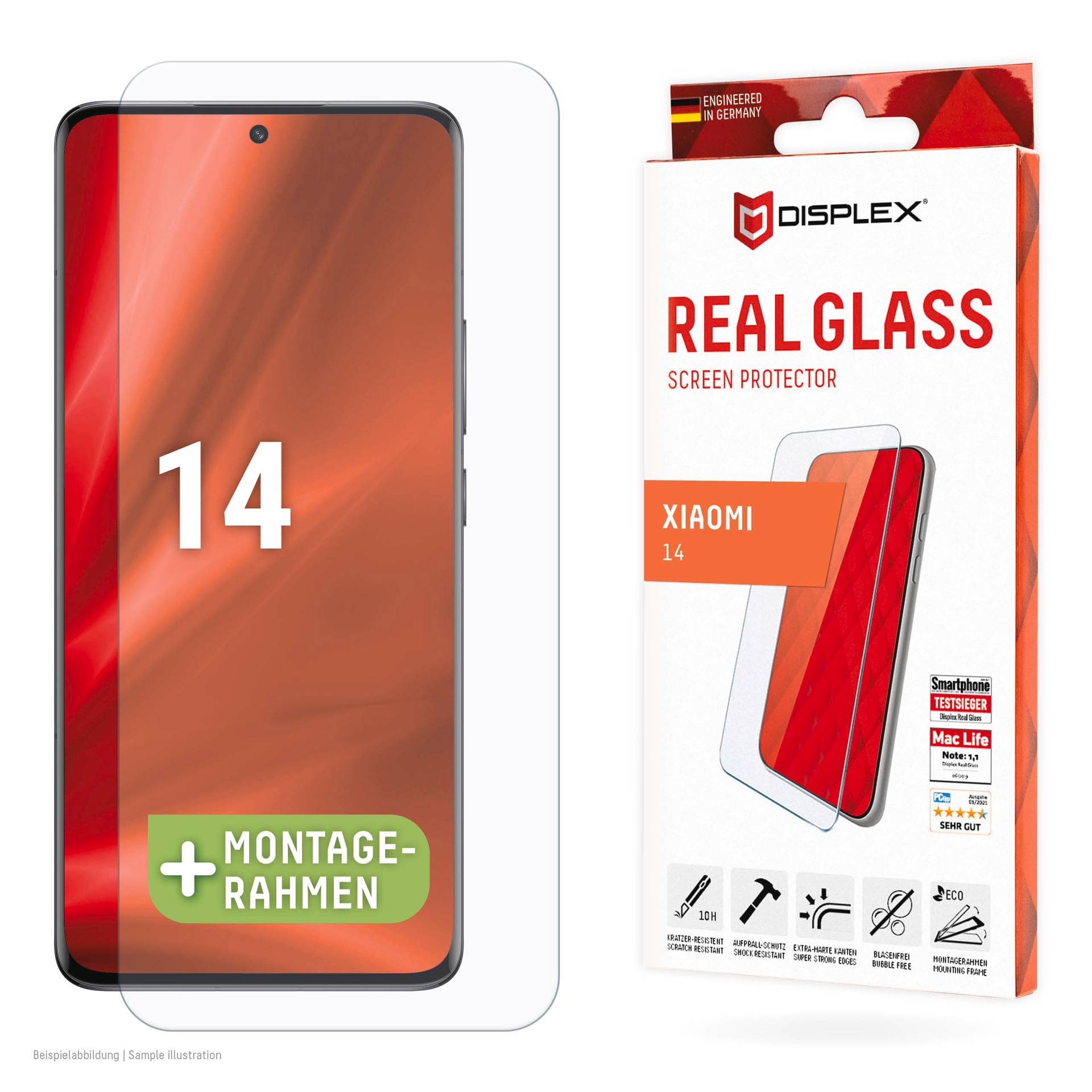 Displex Displayschutzglas »Real Glass«, für Xiaomi 14, (1 St.), Bildschirmschutz, Displayschutzfolie,Einfach anbringen,kratz-&stossfest von Displex