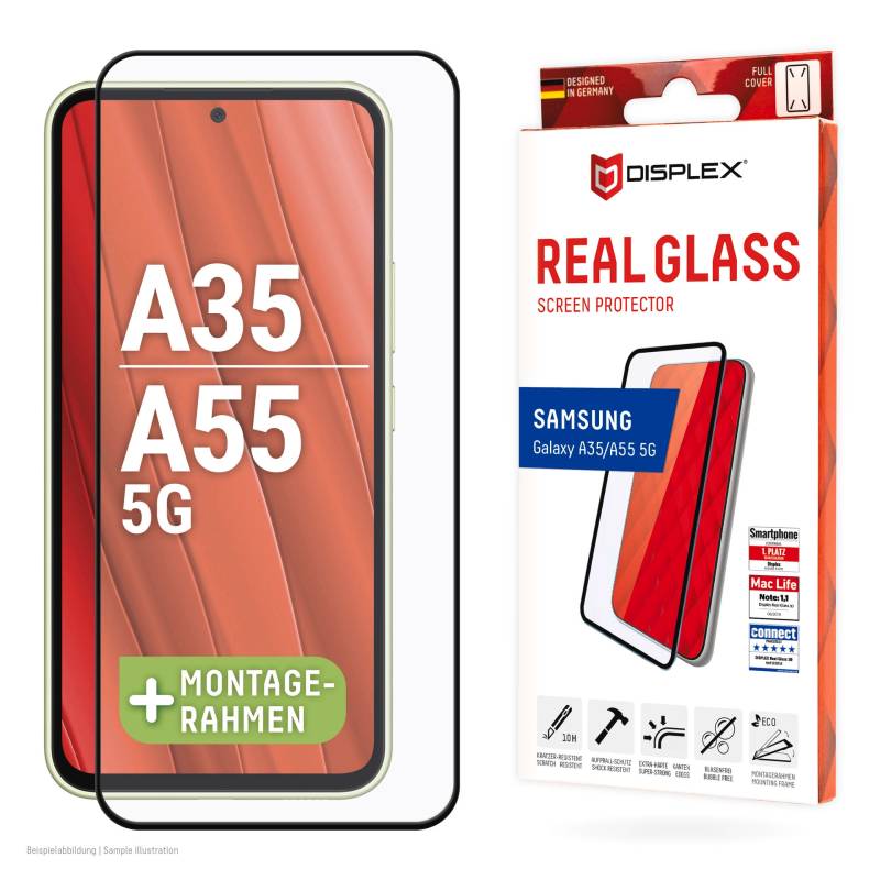 Displex Displayschutzglas »Real Glass Full Cover«, für Samsung Galaxy A35-Samsung Galaxy A55 5G, (1 St.), Bildschirmschutz, Displayschutzfolie,Einfach anbringen,kratz-&stossfest von Displex