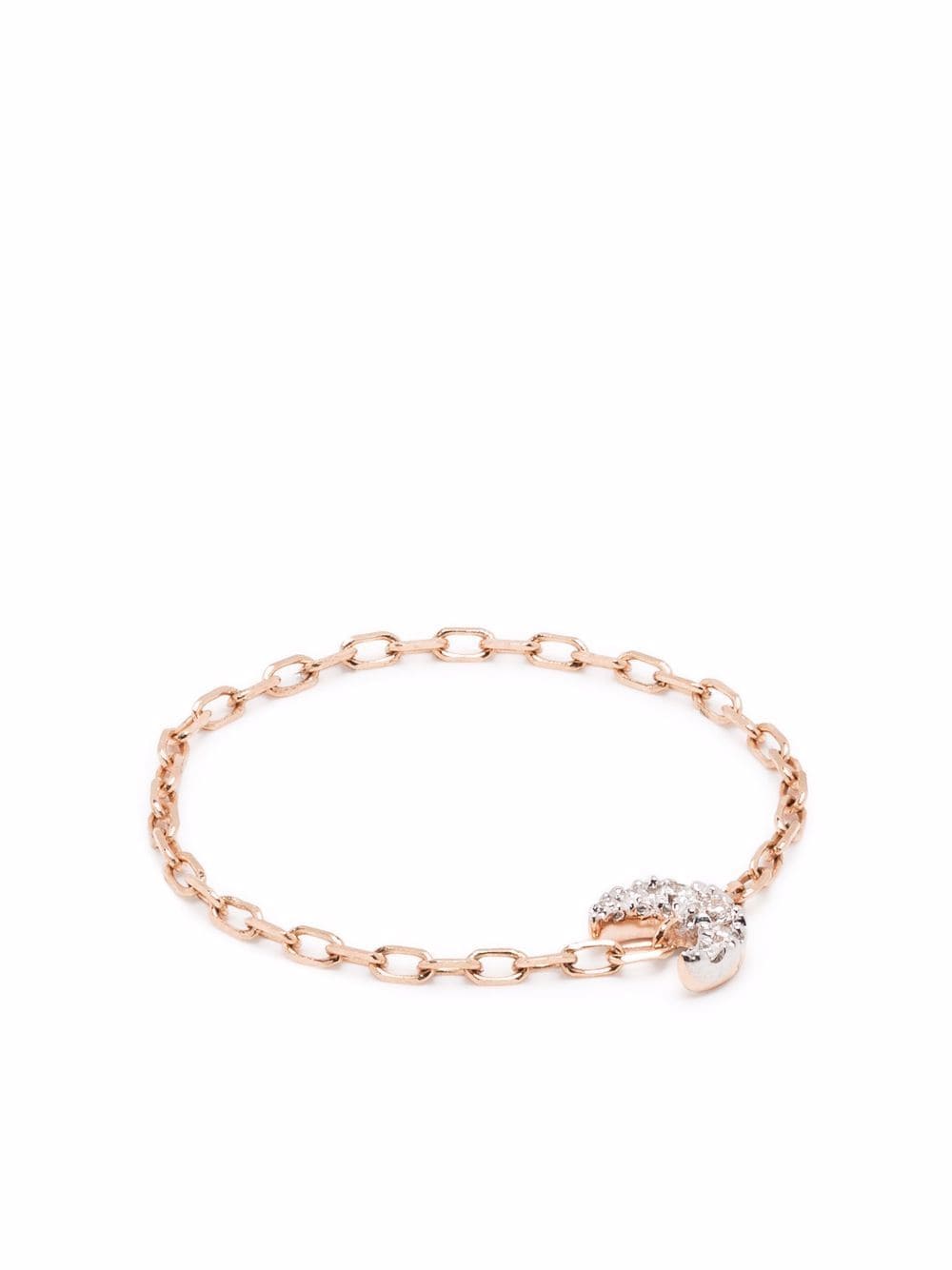 Djula 18kt rose gold moon diamond chain ring - Pink von Djula