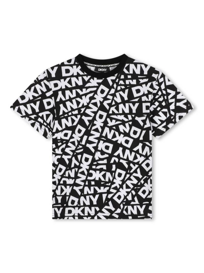 Dkny Kids all-over logo-tape cotton T-shirt - Black von Dkny Kids