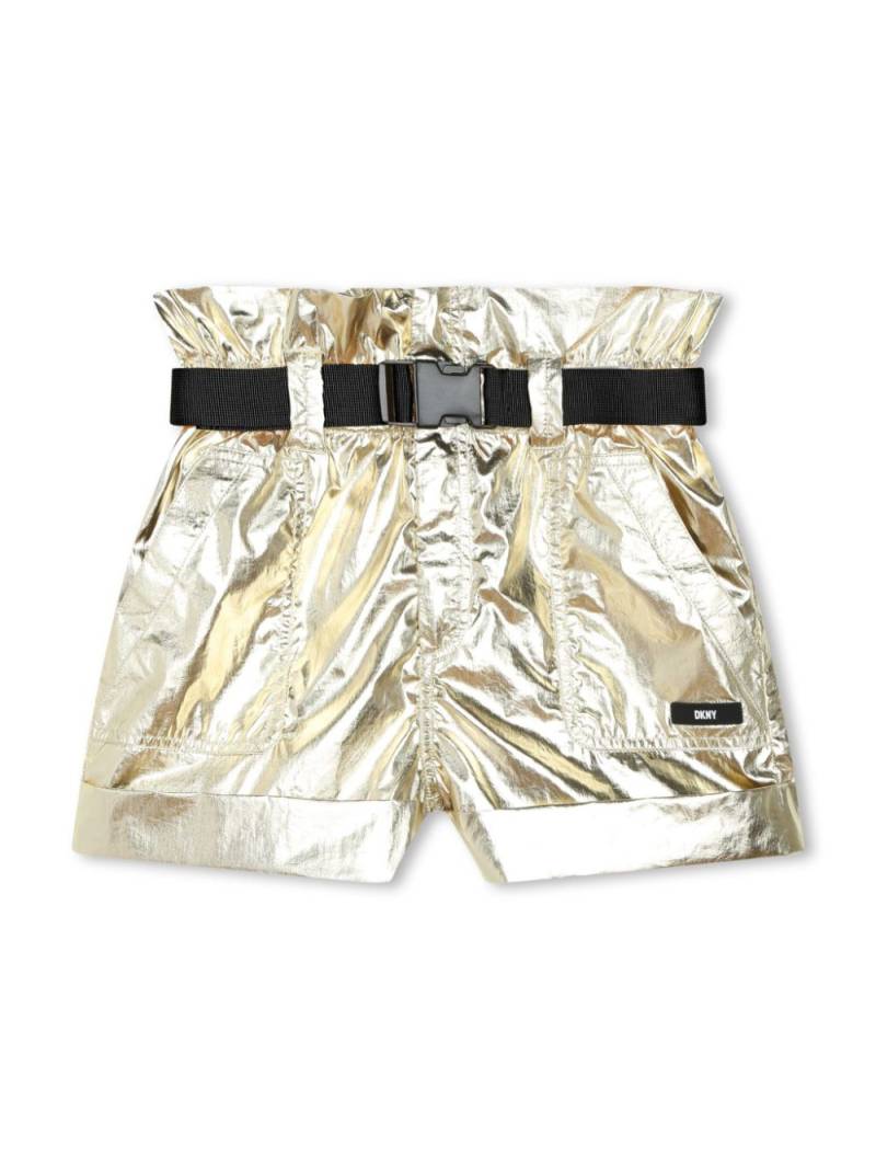 Dkny Kids laminated belted mini shorts - Gold von Dkny Kids