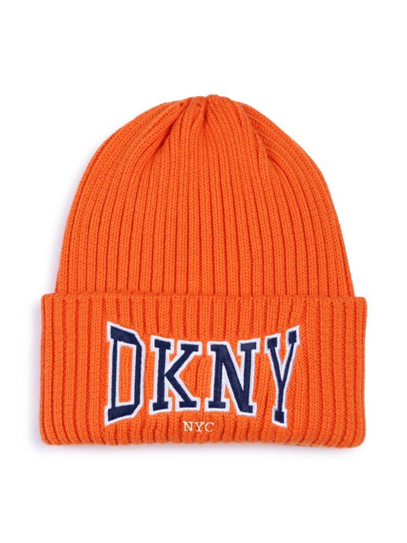 Dkny Kids logo-appliquéd beanie - Orange von Dkny Kids