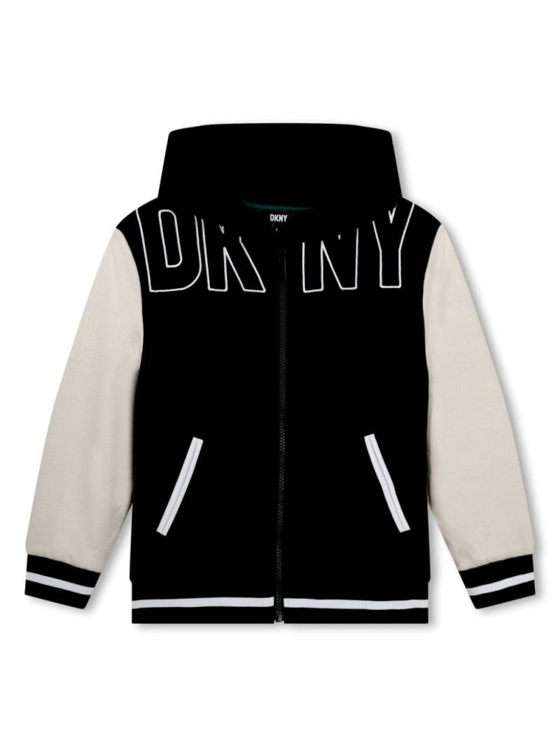 Dkny Kids logo-embroidery zipped bomber jacket - Black von Dkny Kids