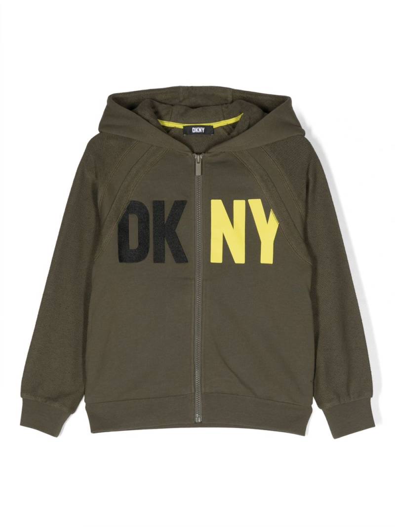 Dkny Kids logo-jacquard zip-up hoodie - Green von Dkny Kids