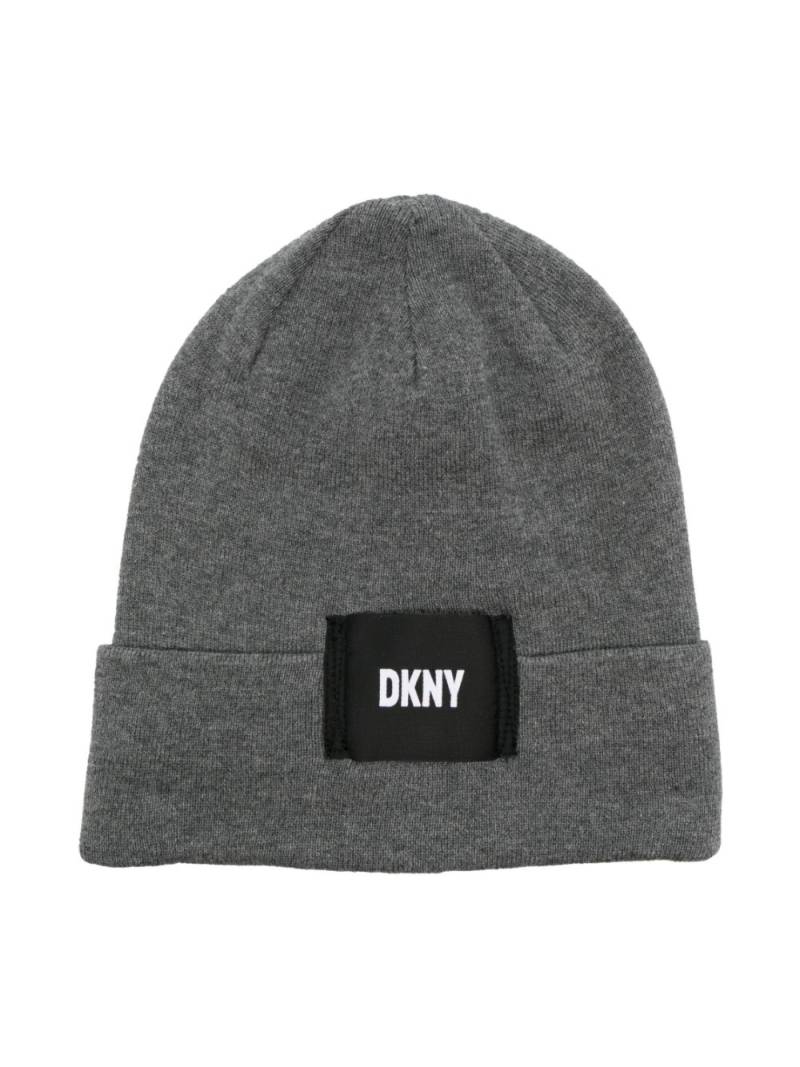 Dkny Kids logo-patch beanie - Grey von Dkny Kids