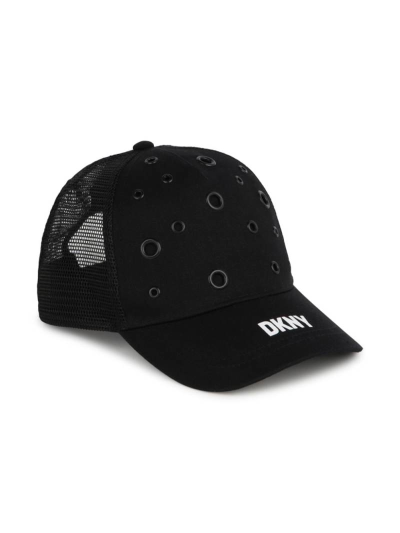 Dkny Kids logo-print eyelet-embellished cotton cap - Black von Dkny Kids