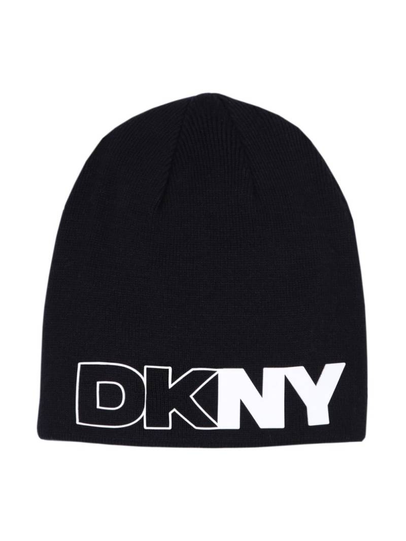 Dkny Kids logo-print knitted beanie - Black von Dkny Kids