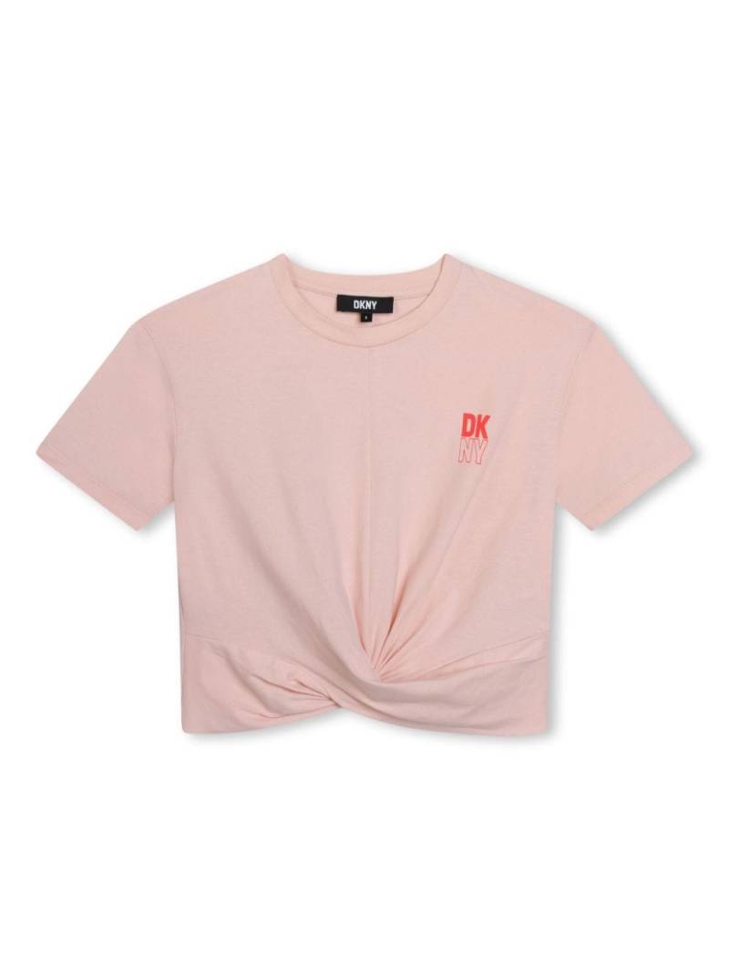 Dkny Kids logo-print knot-detail T-shirt - Pink von Dkny Kids