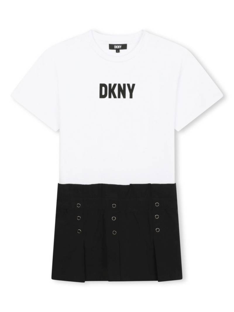 Dkny Kids logo-print pleated cotton dress - White von Dkny Kids