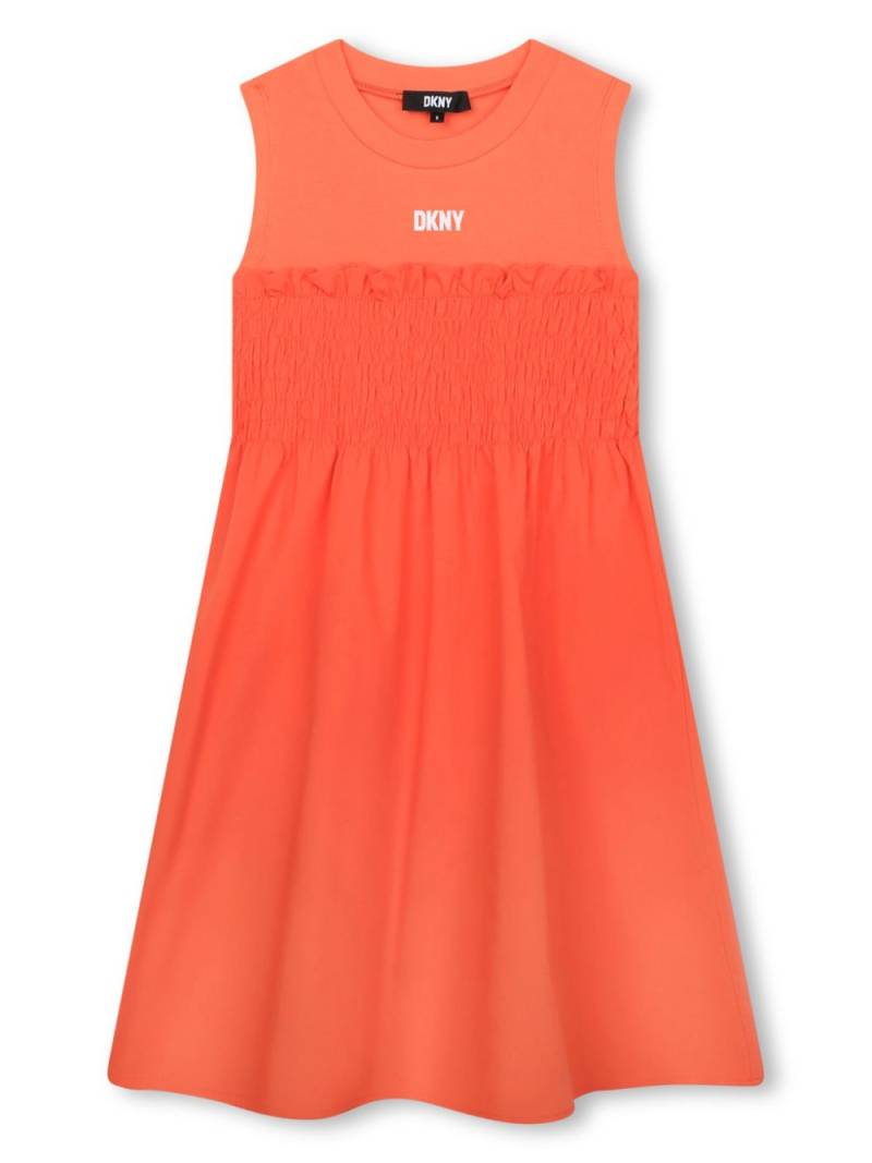 Dkny Kids logo-print smocked dress - Orange von Dkny Kids