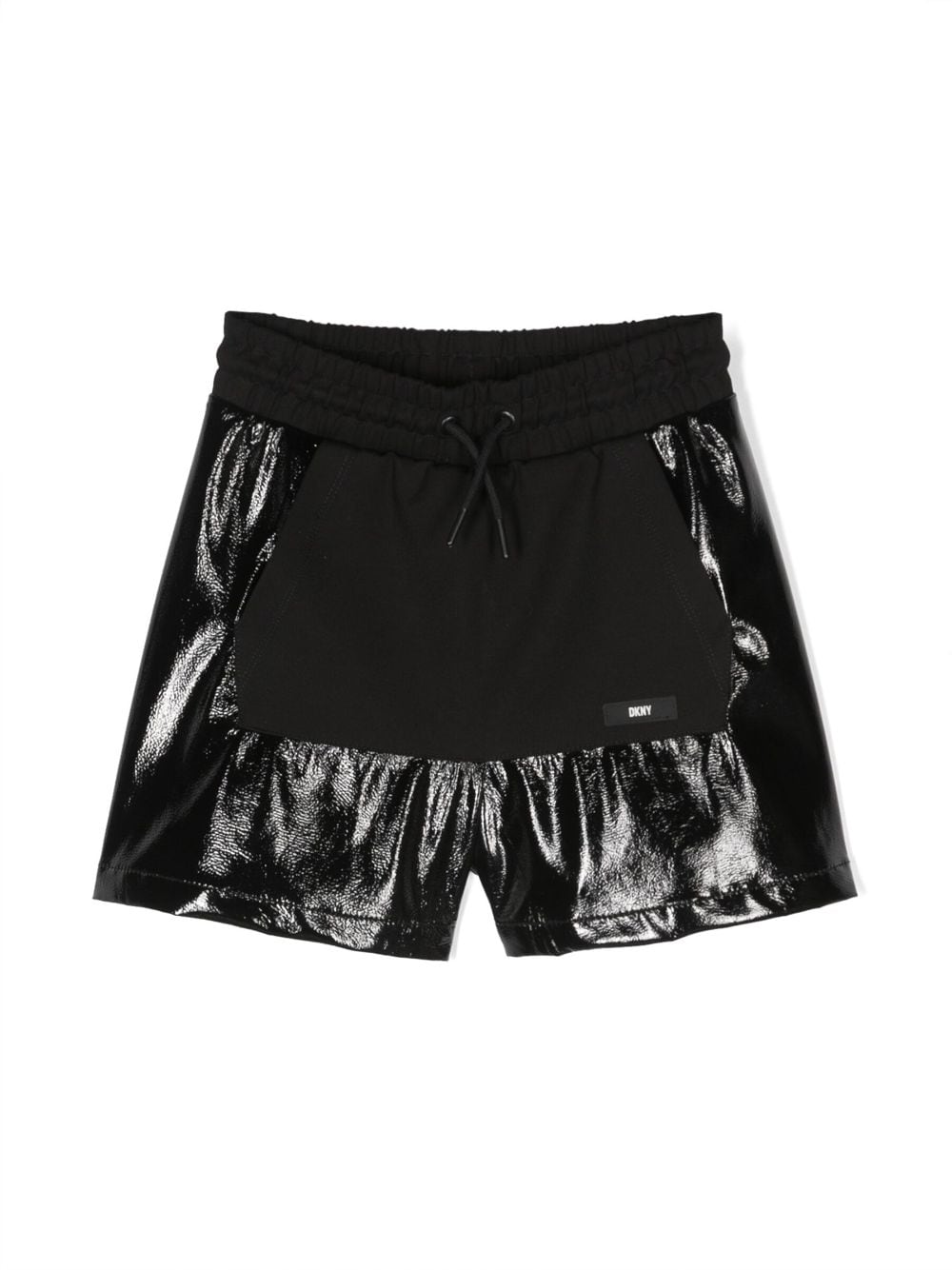 Dkny Kids logo-tag high-shine shorts - Black von Dkny Kids