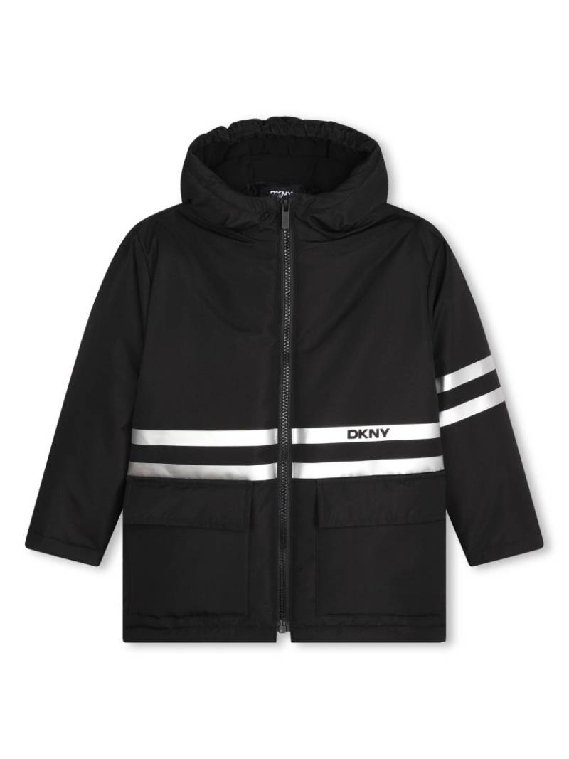 Dkny Kids stripe-detailing hooded parka - Black von Dkny Kids