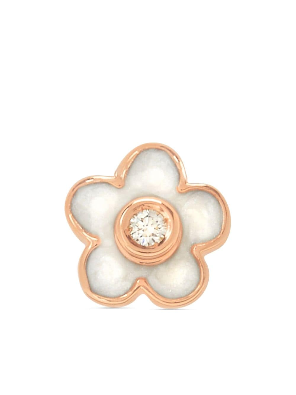 Dodo 9kt rose gold Flower diamond stud earring - Pink von Dodo