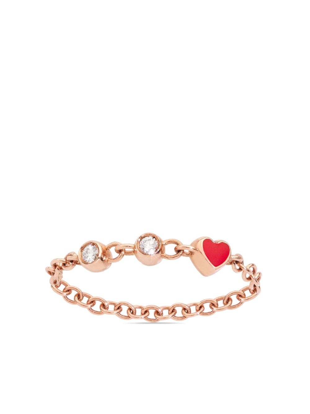 Dodo 9kt rose gold Heart diamond chain ring - Pink von Dodo