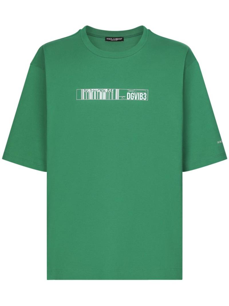 Dolce & Gabbana DGVIB3 barcode-print cotton T-shirt - Green von Dolce & Gabbana DGVIB3